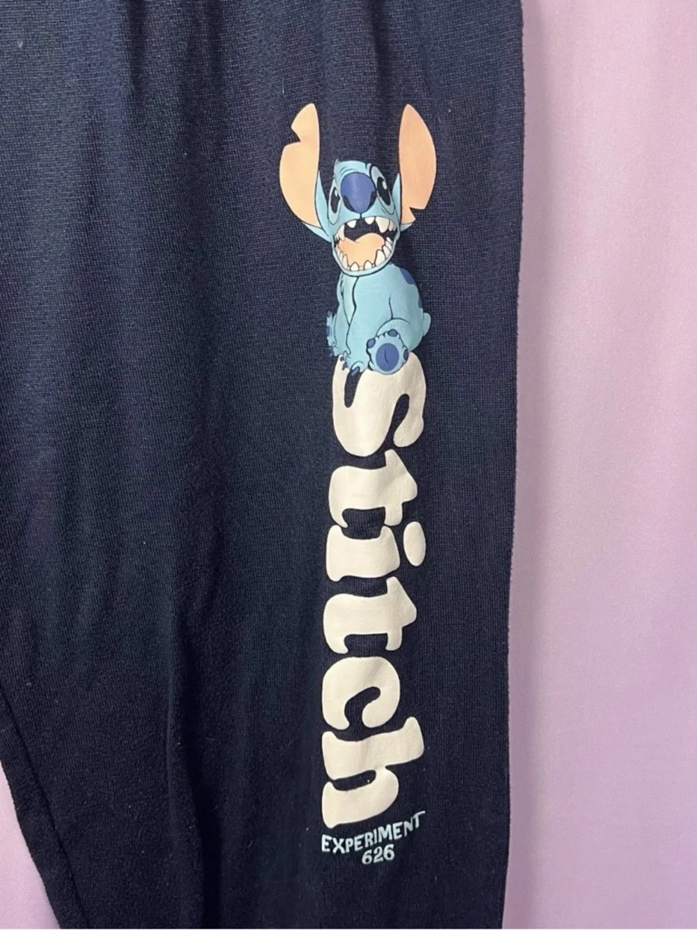 Disney Lilo & Stitch Navy Blue Sweatpant Joggers Womens Size S Experiment 626 - Picture 10 of 11